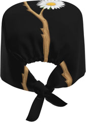 Cleaning Working Cap Daisy on Dead Tree Printed Chef Hat for Women & Men, Adjustable, Breathable Black