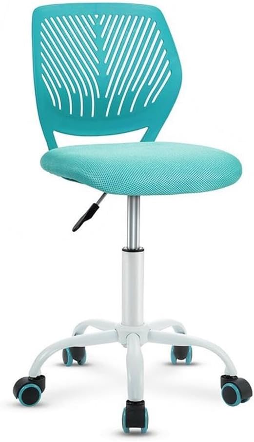 Pemberly Row Sponge Adjustable Mid Back Swivel Armless Office Chair in Turquoise