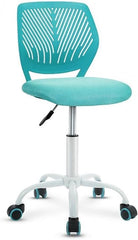 Pemberly Row Sponge Adjustable Mid Back Swivel Armless Office Chair in Turquoise