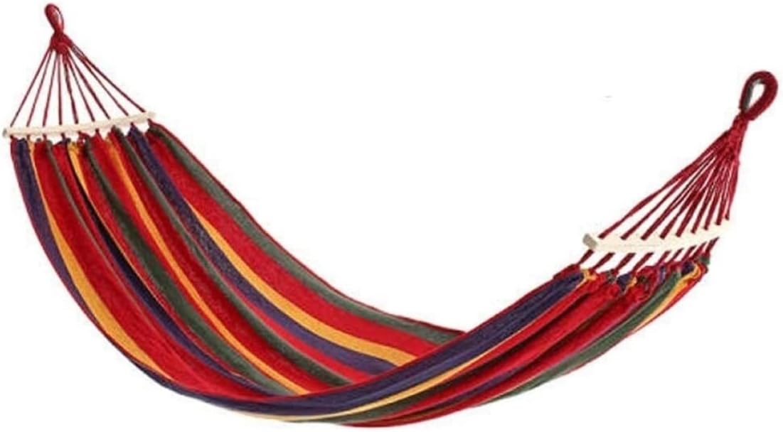 Camping Hammock Bed Camping Hammock Canvas Fabric Two Balance Beams Anti-Tip and A Strong Knot Hammocks for Travel Beach Backyard Hammock Swing