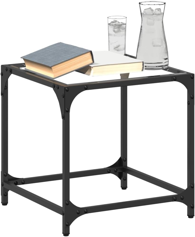 Coffee Table Black Glass Engineered Wood Small Durable Dining Table end Tables Living Room Living Room Decor for Indoor Balcony