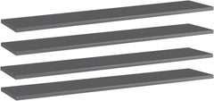 Tidyard Bookshelf Boards 4 Piece High Gloss Gray 39.4 x 7.9 x 0.6 Inch Engineered Wood Replacement Panels, Display Stand Storage Shelves for Bookcase, Cabinet, Sideboard