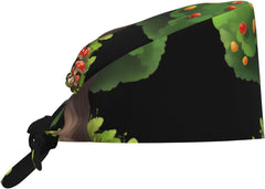 Cleaning Working Cap Mushrooms Under The Fruit Tree Printed Chef Hat for Women & Men, Adjustable, Breathable Black