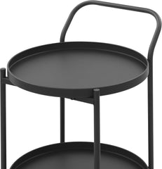 Round 3-Tier Rolling Bar Cart, Metal Frame Serving Cart with Wheels Handle, Mobile Storage Carts for Kitchen Dining Room Living Room (White)