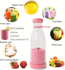 Portable Electric Juicer Bottle | Mini Blender for Fresh Juice, Smoothies | Personal Blender with 6 Blades | Wireless Rechargeable Travel Blender Milkshakes Juicer for Home Sports Outdoors (White)