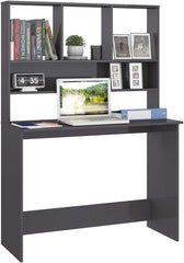 Home Office Desk,Modern Minimalist Style Game Table,Writing Desk for Student Study, Bedroom Dresser,Desk with Shelves Gray 43.3"x17.7"x61.8" Engineered Wood
