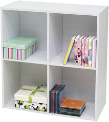 K & B Furniture BK1561 White Wood 4 Cube Bookcase