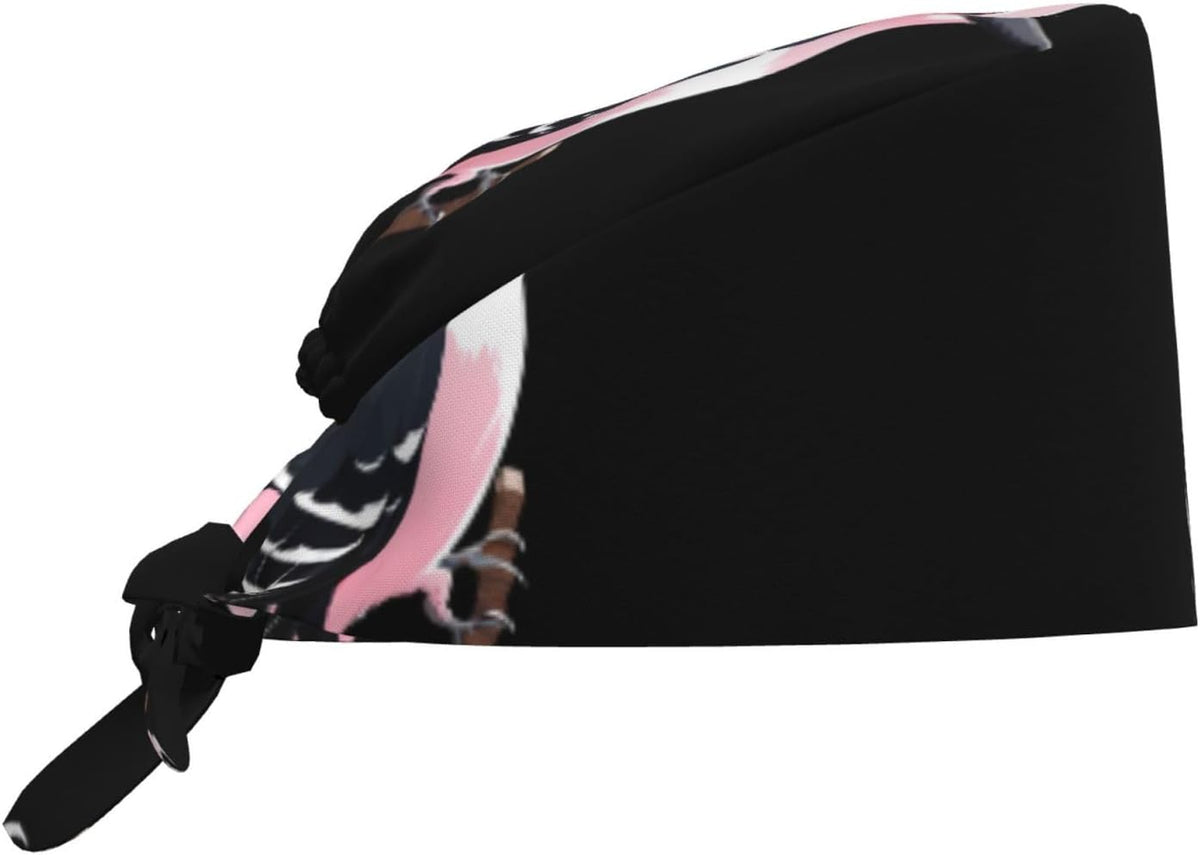 Cleaning Working Cap Pink Woodpecker Printed Chef Hat for Women & Men, Adjustable, Breathable