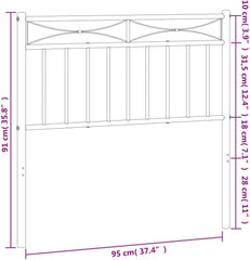 Headboard Black Powder-Coated Steel Tall Single Headboard373719