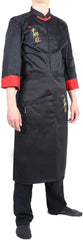 Vintage Unisex Cook Chef Jacket Long Sleeve with Apron humidity Absorption Strip Retro Button Practical Pocket 2Pcs Set Male Female Cotton White Black L XXL Kitchen Resta (L:165-175)