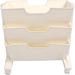 Multilayer Bookcase, Easy Assembly Removable Bookcase, 3 Tiers Spacesaving, 4 Wheels for School Dormitory (White)