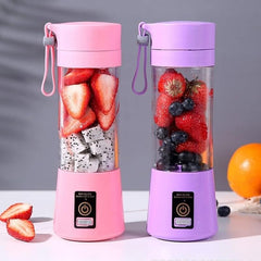 Portable Electric Juicer Fruit Milkshake Mixer Juicer Cup Rechargeable USB Multifunction Automatic Small Electric Juicer/415 (Color : Purple) (Blue)