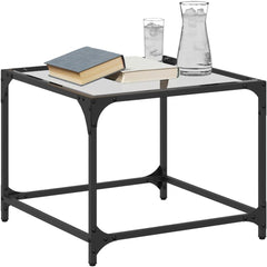 Modern Coffee Table with Glass Top and Stainless Steel Frame, Compact Design for Small Spaces, Stain-Resistant Surface, Polished Finish for Living Room Decor