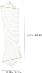 Toyvian Creative Beige Single Person Outdoor Mesh Hammock Bed with Solid Wood Bar Camping Swing for Adults Safe and Sturdy Hanging Garden Lounger