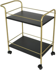 Premium Metal Kitchen Serving Trolley with Wheels Barcart Trolley, Serving Trolley, Utility Cart with Wheels for Kitchen, Dining Room, bar or Living Room (Black and Gold) Multicolour