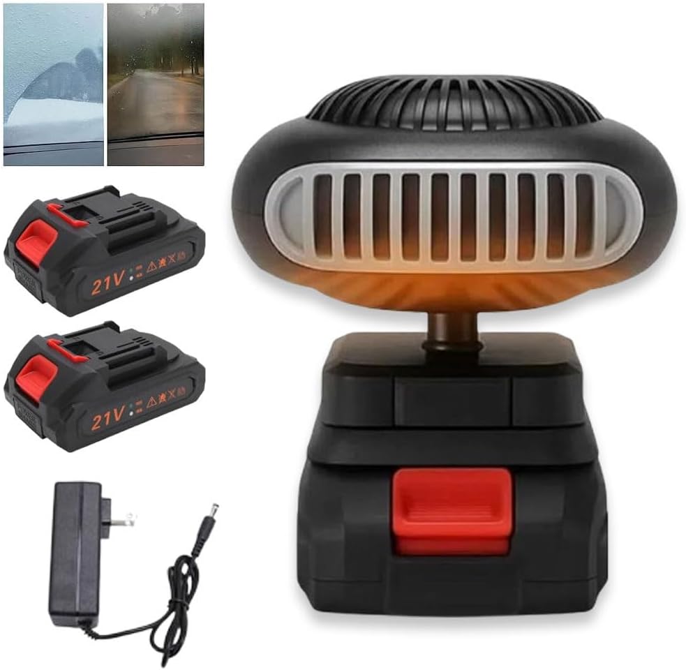 [Portable] Battery Operated Heater 1500mAh Rechargeable Cordless Heater Defogger Car Space Heaters with Anti Tilt Quiet Long Lasting Heating for Indoor Camping (15-cell battery*1)