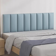 Peel and Stick Headboard for Twin and King, 3D Anti-Collision Headboard Panels for Wall, Bedroom/Living Room Upholstered Wall Panel,Light Blue,100x40cm
