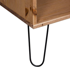 Scandinavian Style Solid Pine Wood Coffee Table with Built-in Storage Shelf, Minimalist Design for Living Room or Office Use, Durable and Functional Furniture Piece