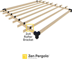 Pergola Rafter Brackets (2x4 Steel) for Adding Traditional Rafters to DIY Wood Pergolas (6-Pack)