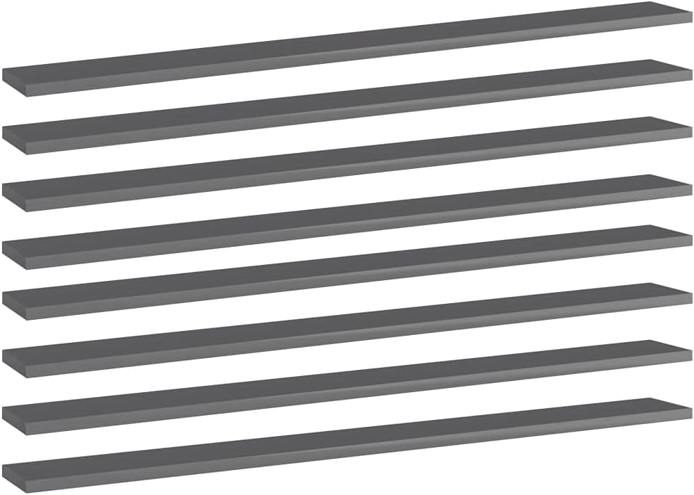 Modern Style Bookshelf Boards - 8 pcs Chipboard Decor Bookshelf Panel Set - Replacement Organizer Display Shelves for Bookcase Storage Cabinet 39.4" x 3.9" x 0.6"