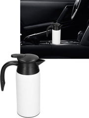 800ml Electric Car Kettle Large Capacity Portable Water Heater Pot with Insulation, Intelligent Voltage Recognition(B-Black)