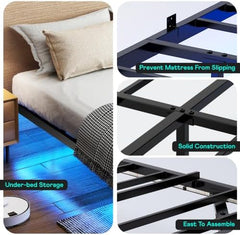 Floating Bed Frame Full Size with Smart LED Lights - Modern Metal Platform Bed,Soundless, Easy Assembly No Box Spring Needed