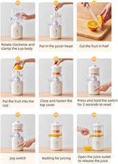 Electric Citrus Juicer,Wireless Portable Orange Lemon Blender,USB Rechargeable,Mini Multifunctional Fruit Squeezer,for Home