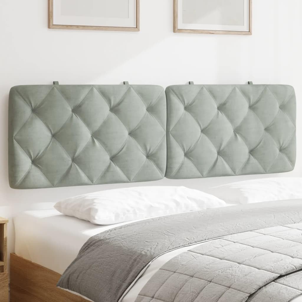 Upholstered headboard Footboard Set Bed headboardsHeadboard Cushion Light Gray 59.8" Velvet
