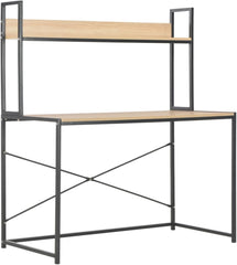 Computer Desk Escritorios para Computadoras Small Desk for Bedroom Writing Office Furniture Computer Desk with Storage Black and Oak 47.2"x23.6"x54.3"