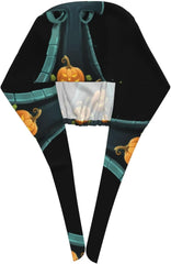 Cleaning Working Cap Pumpkin Grave Printed Chef Hat for Women & Men, Adjustable, Breathable Black