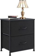 Elevon Nightstand with 2 Drawers, Bedside Table Small Dresser with Removable Fabric Bins, Night Stand, Bedside Furniture, End Table with Fabric Bins for Bedroom, Closet