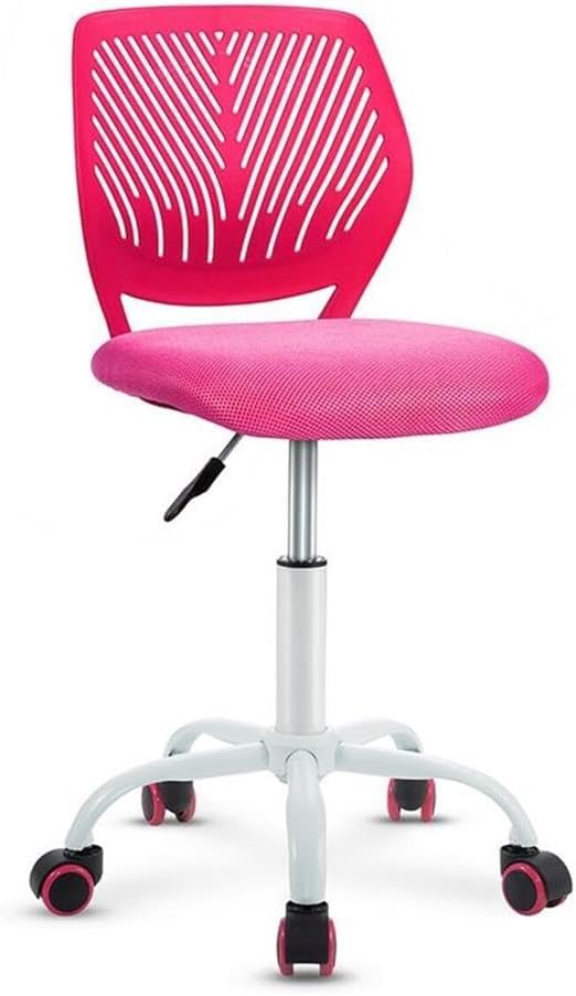 Pemberly Row Sponge Adjustable Mid Back Swivel Armless Office Chair in Pink