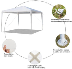 Outdoor Canopy 10x10 ft Tent Heavy Duty Gazebo Pavilion Tent for Party Wedding Events Beach BBQ,White
