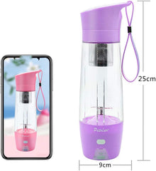 Cup Smoothie Maker, Mini USB Rechargeable Juicer Blender with 4 Stainless Steel Sharp Blades,430ML Personal Smoothie Maker. Portable, B