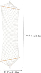 Outdoor Hanging Bed Swing with Solid Wood Frame and Cotton Rope Practical Single Camping Hammock for Backyard Balcony Relaxation Beige