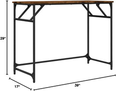 Compact Computer Desk 39.4" Small Office Desk with Engineered Wood Tabletop and Steel Frame Smoked Oak for Home Office Dorm Bedroom Small Spaces