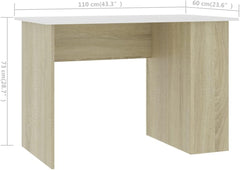 White Computer Desk with Shelves 43.3 Inch Small Office Desk for Home Compact Study Table Engineered Wood Workstation for Small Spaces Bedroom Dorm
