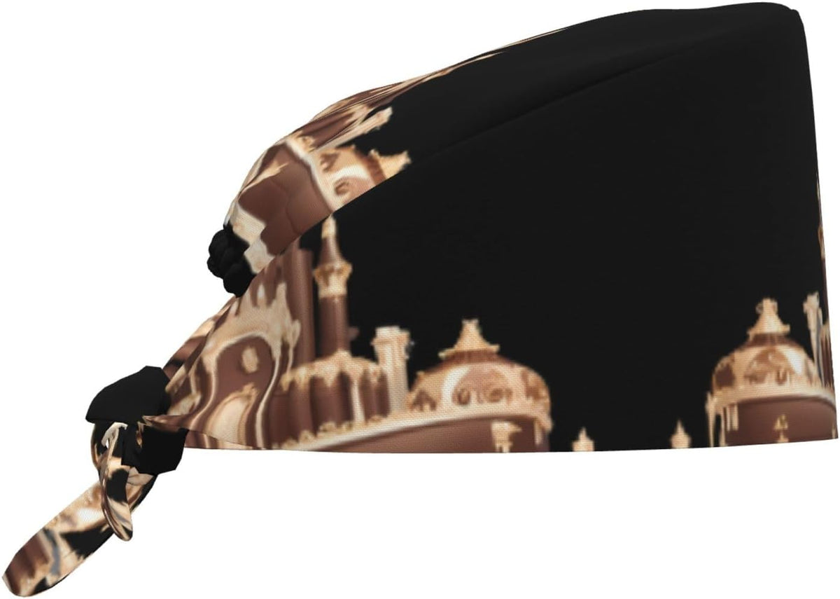 Cleaning Working Cap Luxurious Chocolate Palace Printed Chef Hat for Women & Men, Adjustable, Breathable