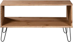 Scandinavian Style Solid Pine Wood Coffee Table with Built-in Storage Shelf, Minimalist Design for Living Room or Office Use, Durable and Functional Furniture Piece