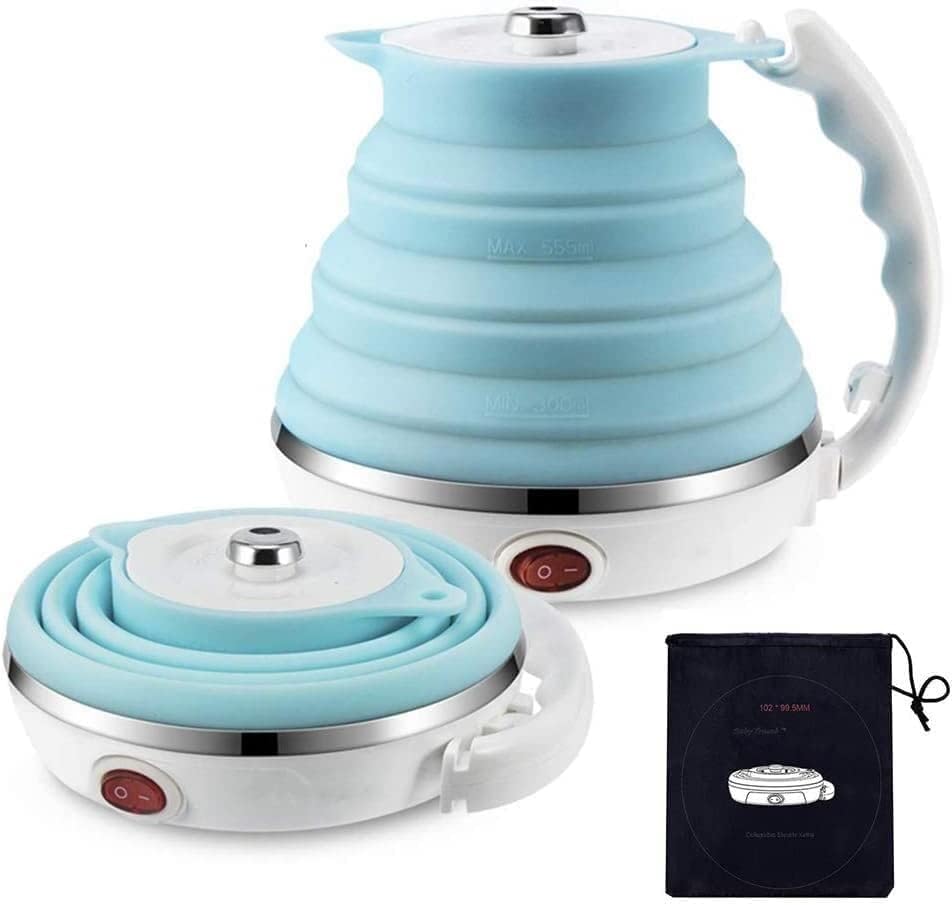 Foldable Electric Kettle,Silicone Electric Water Boiler, Travel Kettles Electric Foldable Electric Kettle, Travel Kettle,Collapsible Water Boiler for Coffee Tea- Food Grade Silicone - Dual Voltage 110