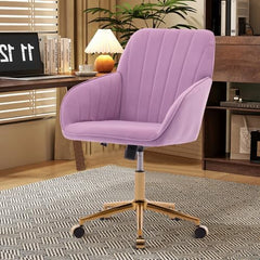 Modern Grey Cotton Linen Office Chair with Wheels Swivel Adjustable Task Chair Executive Accent Chair for Home Office Make-up Studying