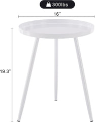 Apicizon 16" Round Side Table, Black End Table for Living Room, Bedside, Mid Century Modern Coffee or Circle Accent Table for Small Spaces, Metal Nightstand (Grey)