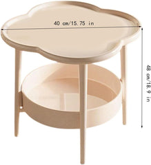 2-Tier Storage Nightstand, Plastic Side Table, Small End Table Living Room Bedroom Balcony Office, Modern Bedside Table Home Decor (White)