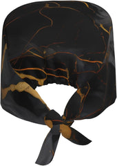 Cleaning Working Cap Black Marble Texture Gold Printed Chef Hat for Women & Men, Adjustable, Breathable