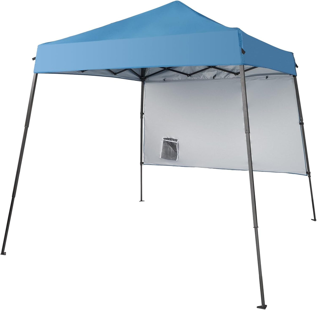 Vasitelan 6x6ft Pop Up Canopy with 1 Side Wall,Beach Tent with One Push Setup,Outdoor Sun Shade for Events, Parties, Camping,Gazebo Tent with Carry Bag (Blue)