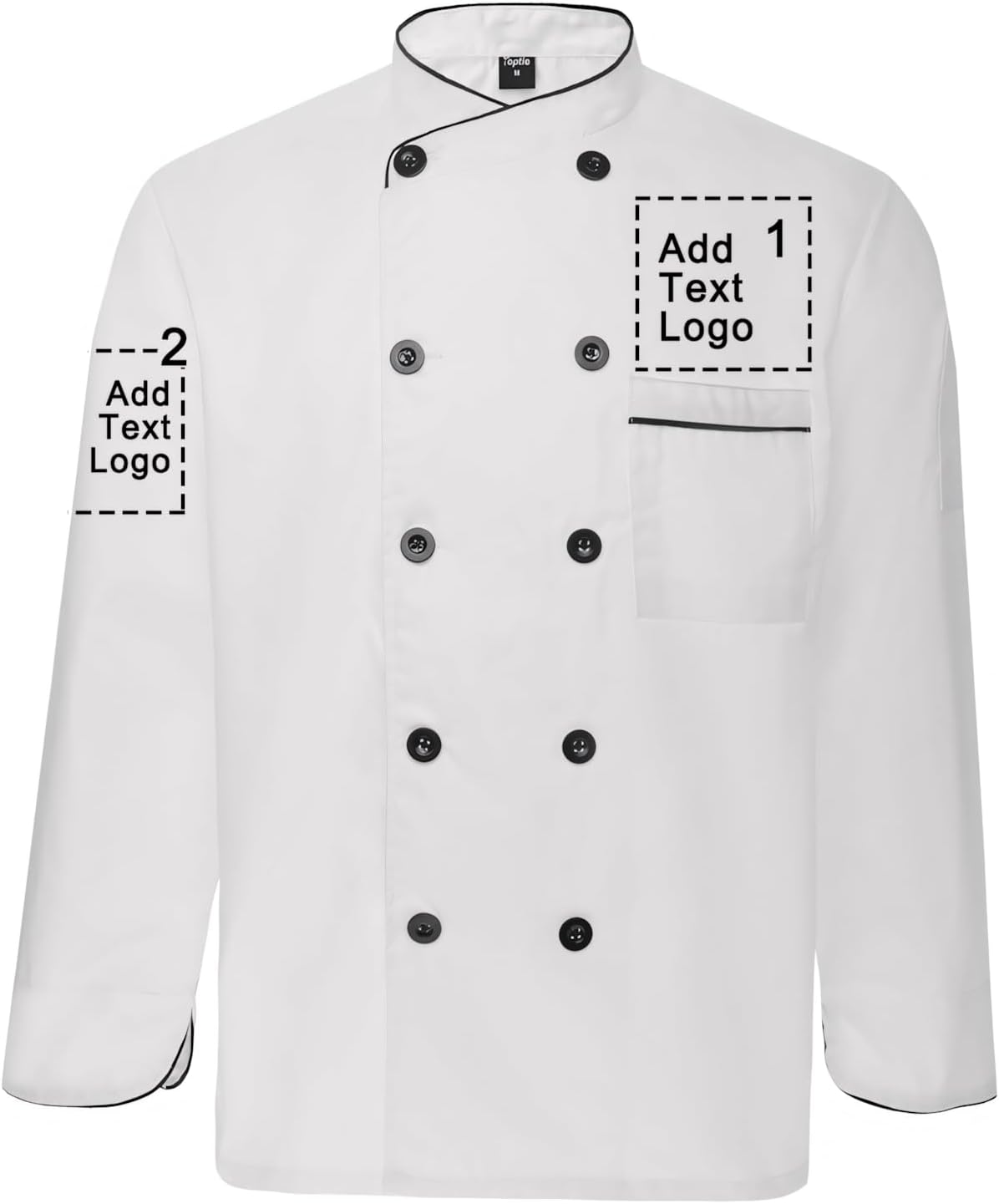 TopTie Custom Long Sleeve Chef Coat Personalized Printed Unisex Chef Jacket Uniform