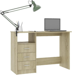Office Furniture,Study Desk,escritorio,escritorios para cuartos,Work Desk,Desk with Drawers Sonoma Oak 43.3"x19.7"x29.9" Engineered WoodSuitable for Office, Gaming Room, Bedroom