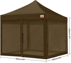 ABCCANOPY Mesh Sidewalls for 10' x 10' Pop-Up Tent Canopy, Deep Brown (4 Sidewalls Only, NOT Including Frame and Top)