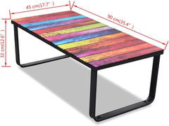 Piano Print Glass Top Coffee Table with Sturdy Iron Frame, Modern Tempered Glass Design for Living Room, Office, and Lounge Areas, Heat-Resistant and Easy to Clean, 35.4 Inch