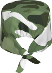 Cleaning Working Cap Camo Green Printed Chef Hat for Women & Men, Adjustable, Breathable